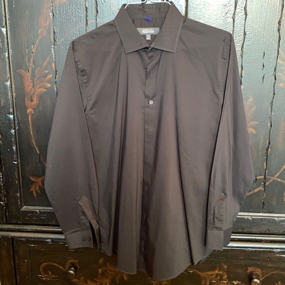 Men’s Kenneth Cole Reaction Slim Fit Button Down Dress Shirt Black 16.5 32-33